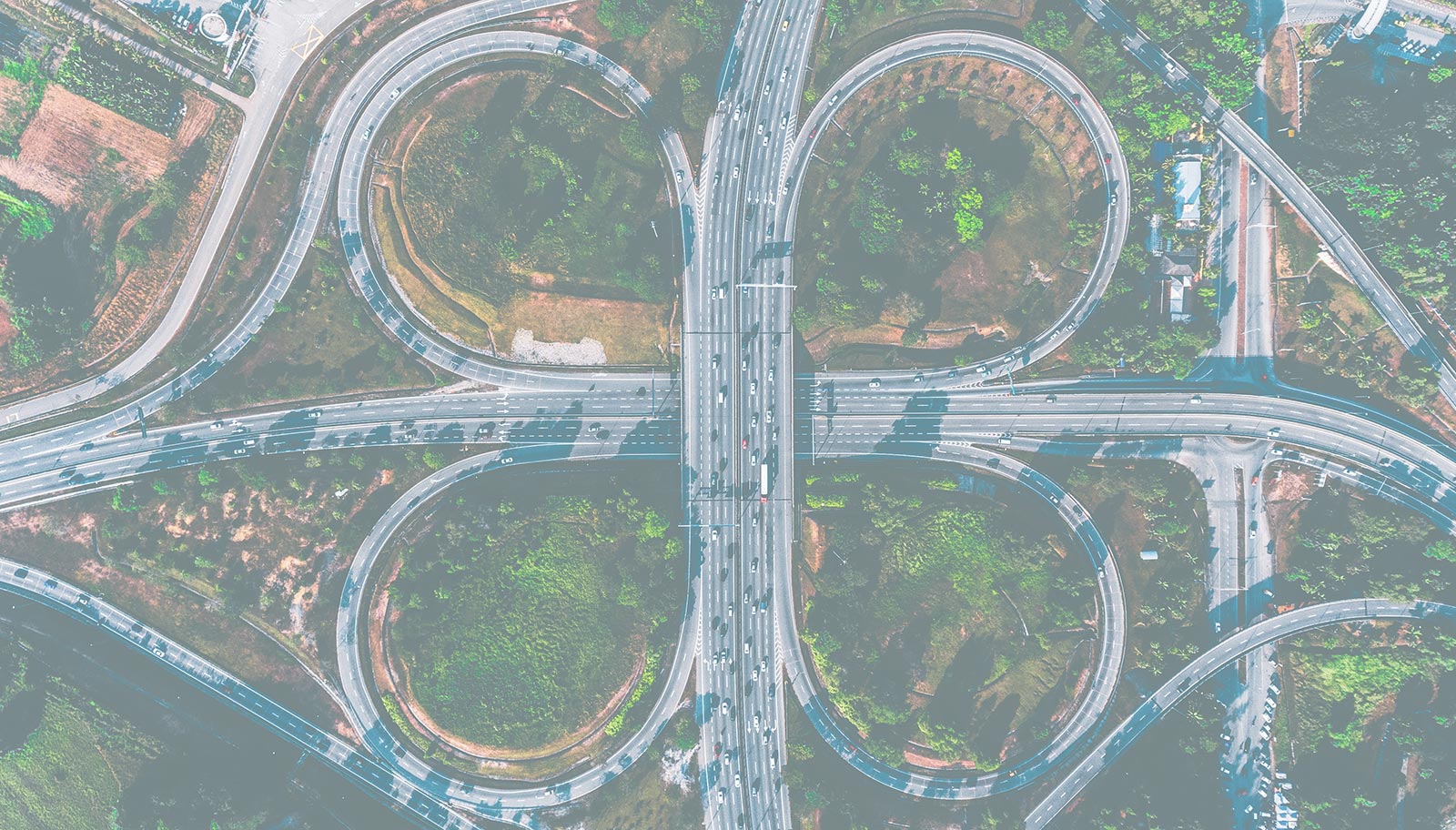 Busy highways crossing over each other.